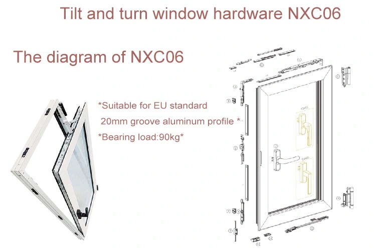 Aluminum Alloy Material Accessories for Casement Window Window Accessories Hardware System Tilt-Turn Window Hardware System Casement Curtain Window Hardware